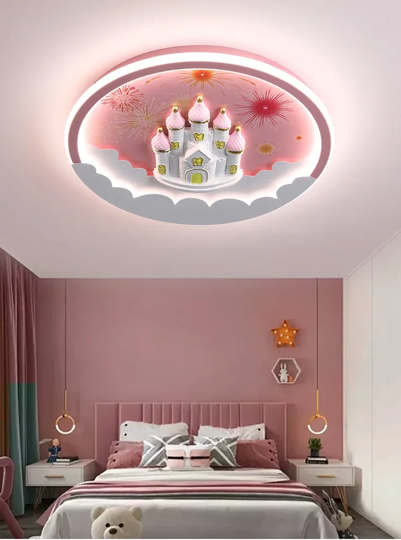 מנורת תקרה טירת נסיכה חכמה בספקטרום מלא לחדר ילדים