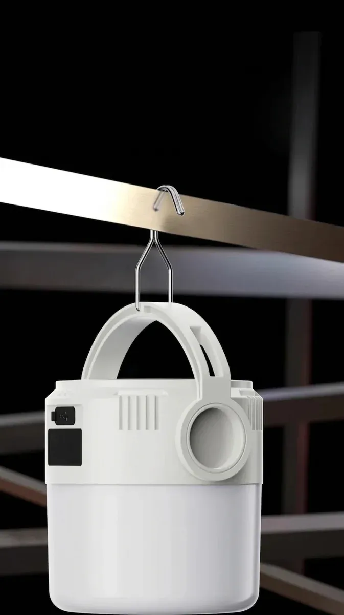 פנס קמפינג סולארי נטען קומפקטי לבן