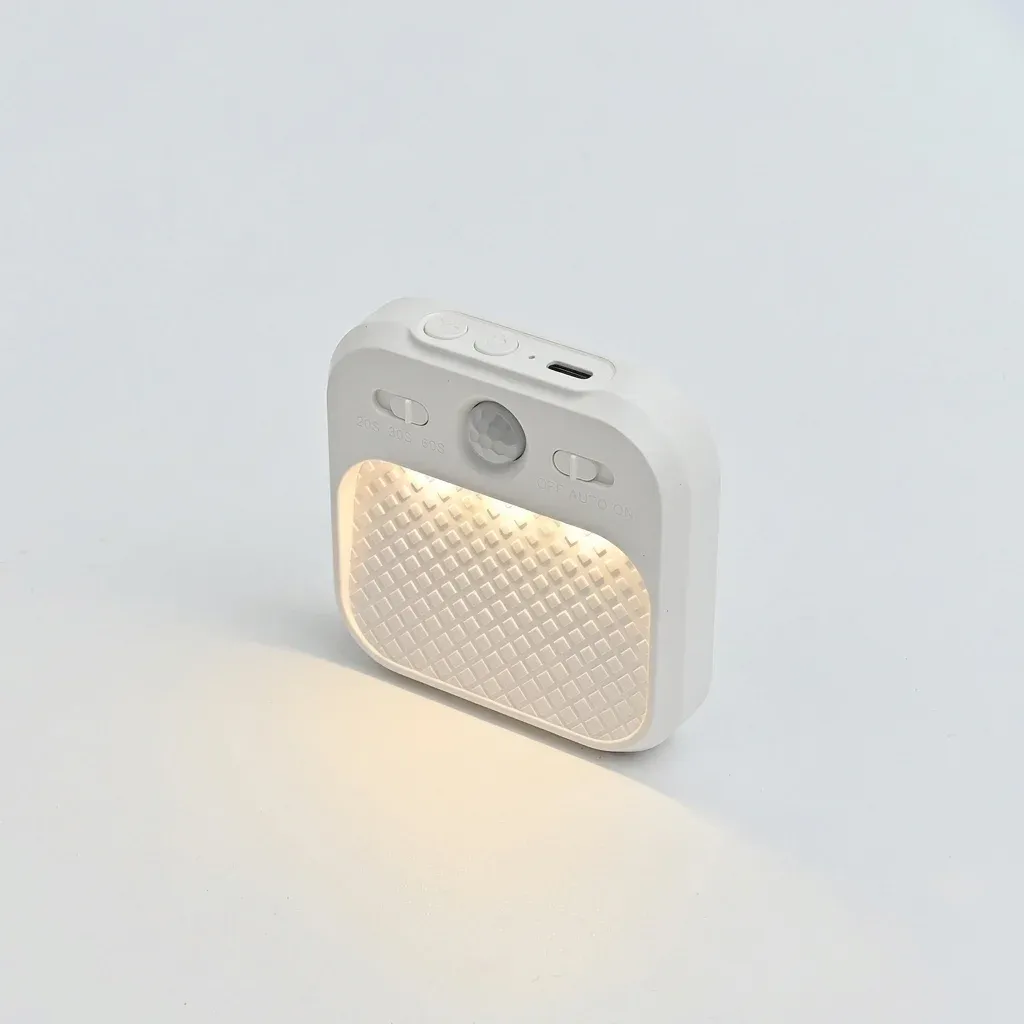 מנורת ארון נטענת עם חיישן תנועה לבנה