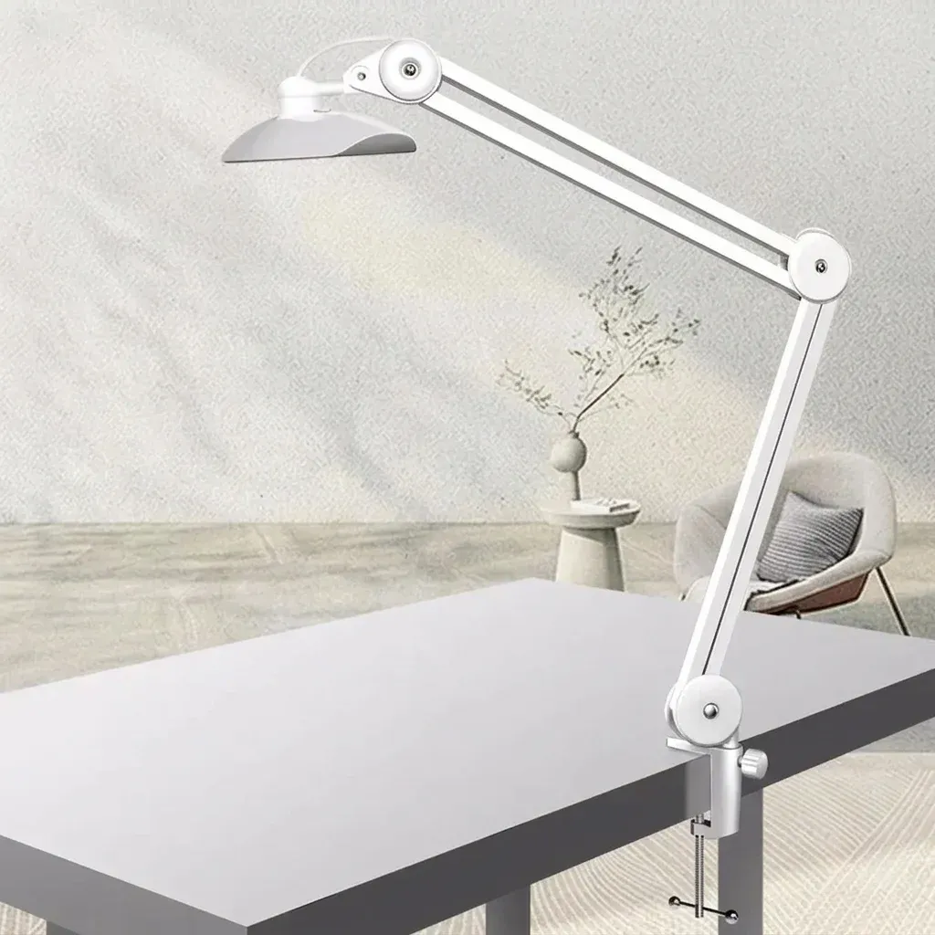 מנורת קלמפ חצי ירח לבנה מתכווננת