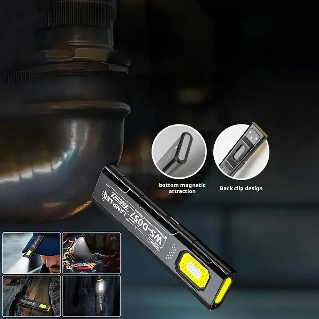 פנס מיני נטען שחור עם מגנט