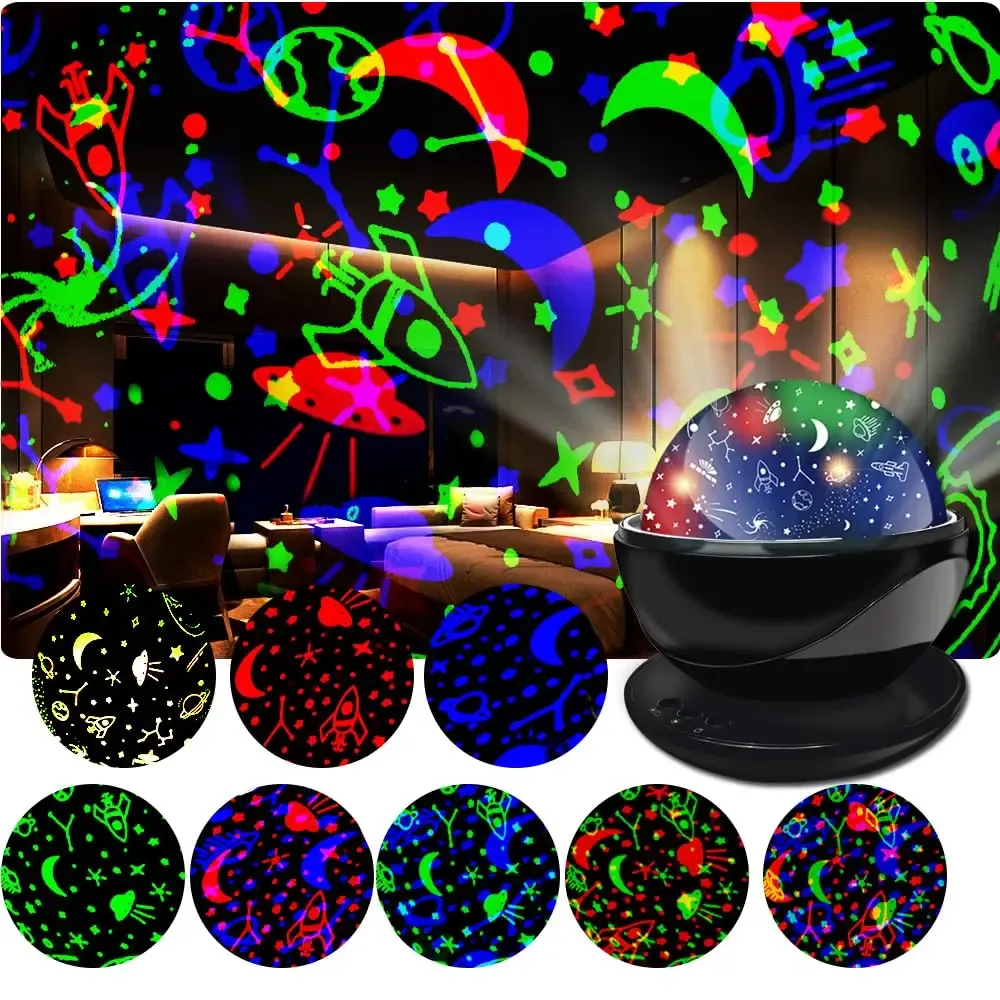 מקרן לילה דינוזאור וגלקסיה מסתובב לחדר ילדים