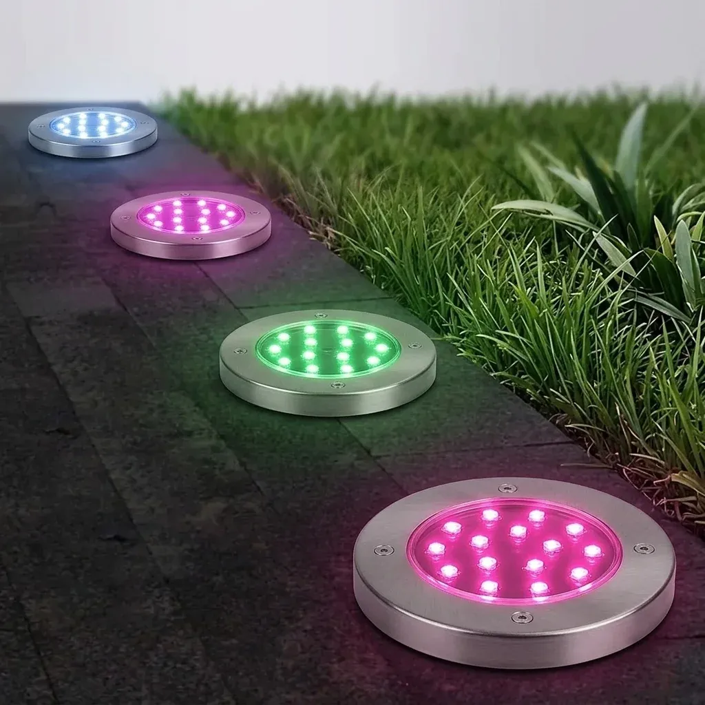 פנסי קרקע סולאריים צבעוניים עגולים לגינה