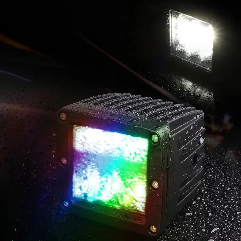 זוג פנסי לד קובייה 3 אינץ׳ RGB