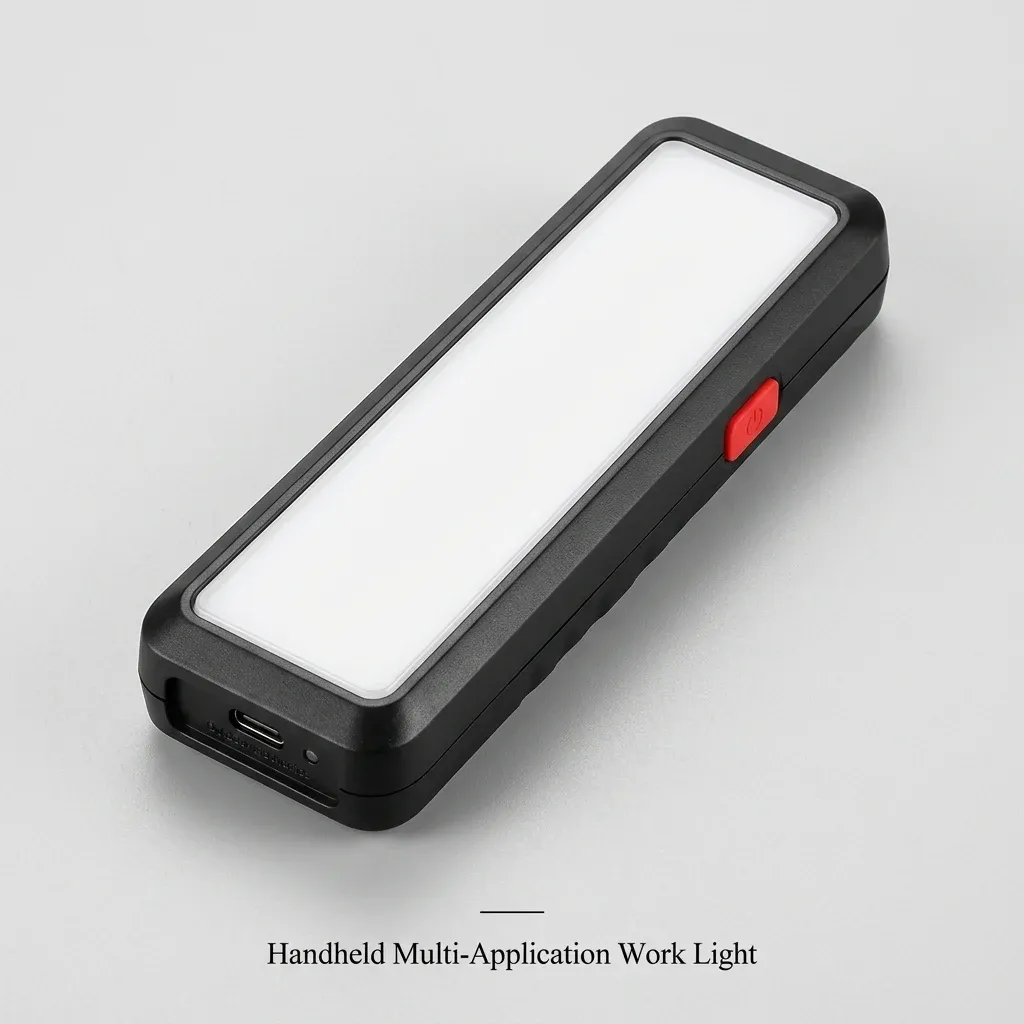 פנס עבודה נטען שחור עם מגנט וקרס