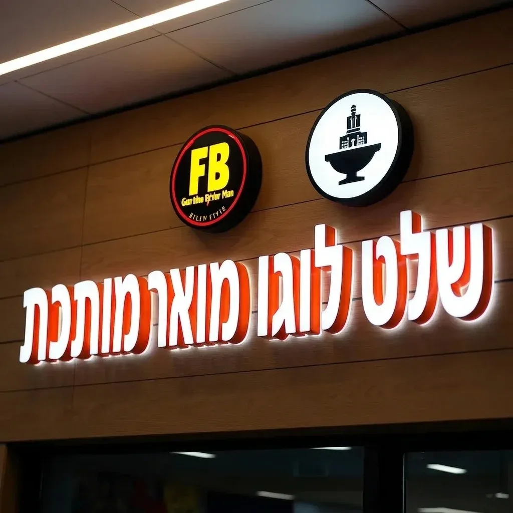 שלט לוגו מואר תלת ממדי ממתכת