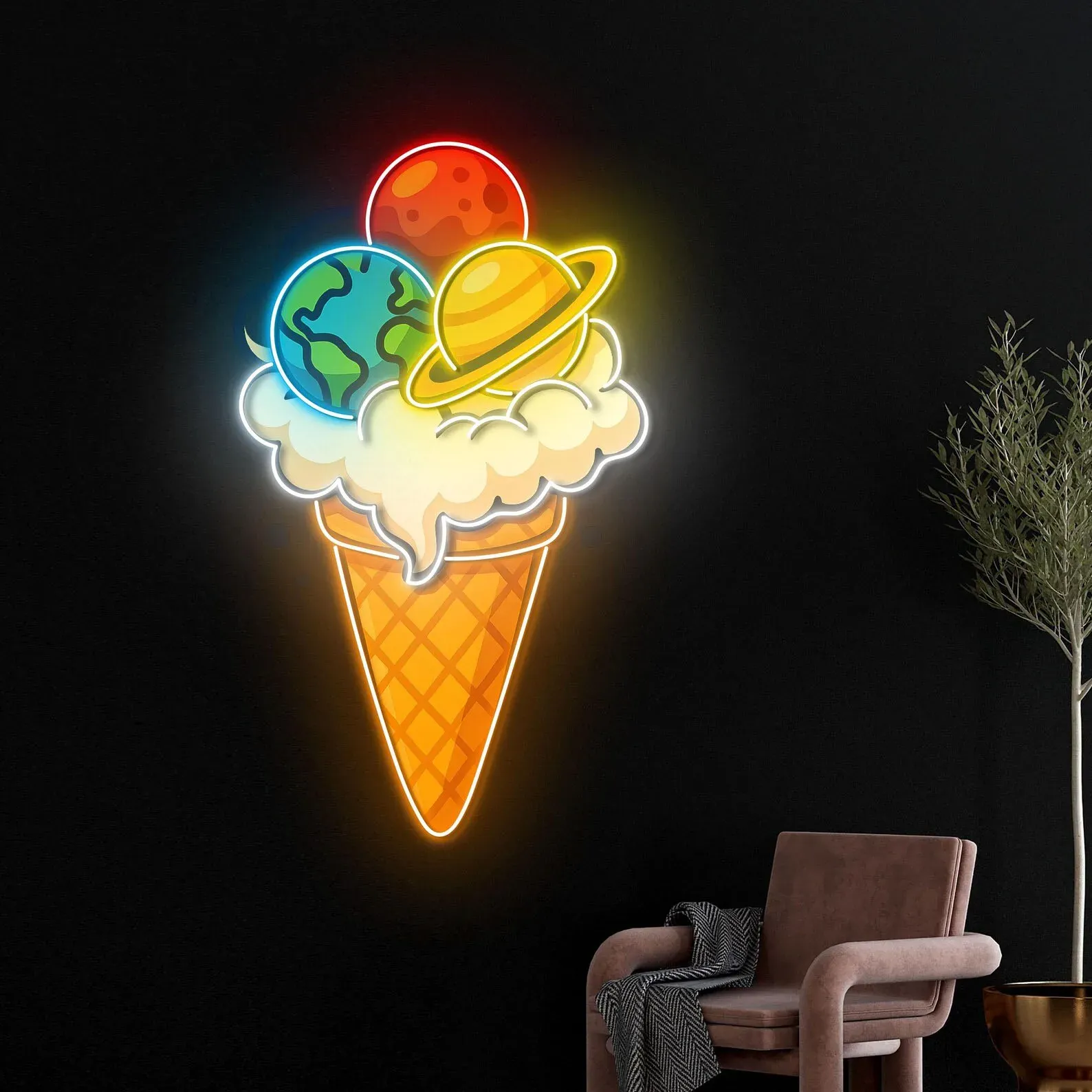 שלט ניאון גלידריה מעוצב