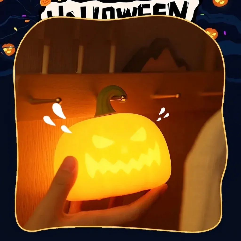 מנורת דלעת סיליקון כתומה לחדר ילדים