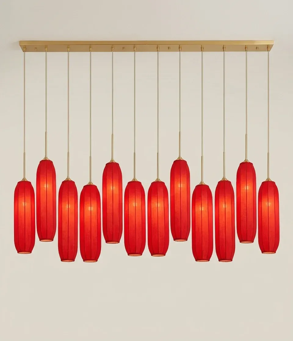 נברשת פנס סיני אדום בסגנון עתיק