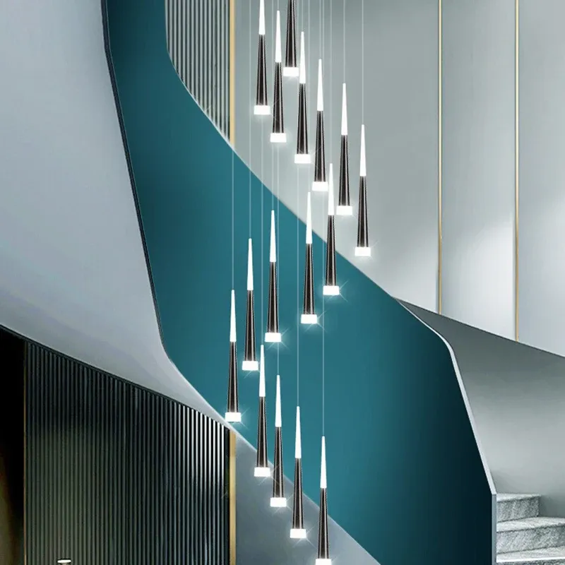 נברשת מדרגות אקרילית מודרנית עם עמעום ושלט