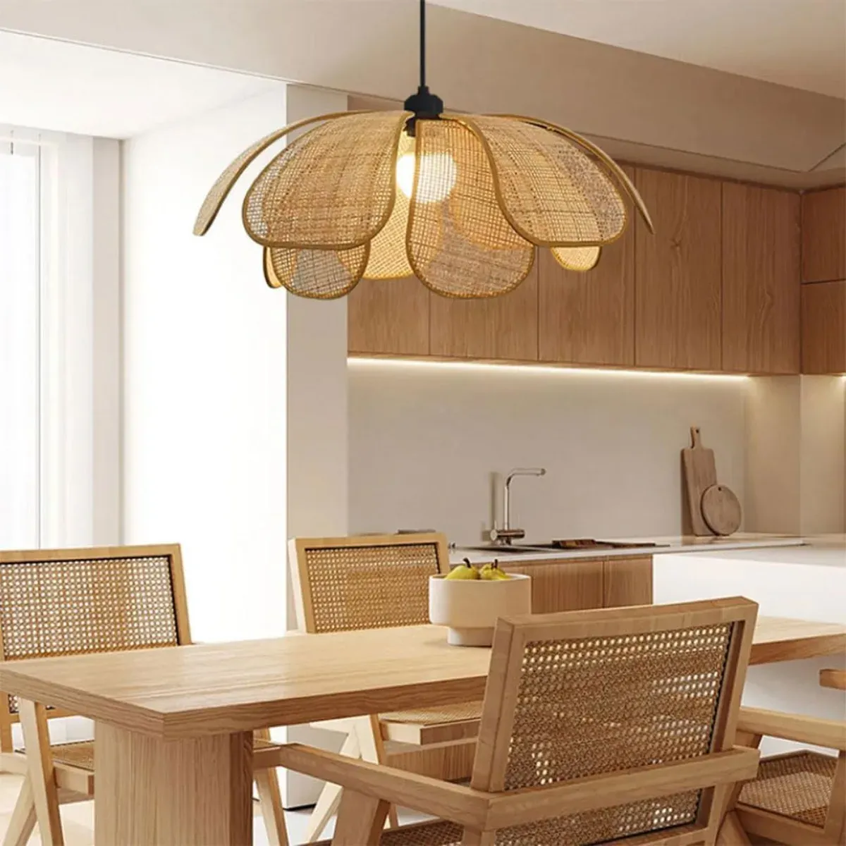 מנורת תלייה ראטן קלועה לבוהו