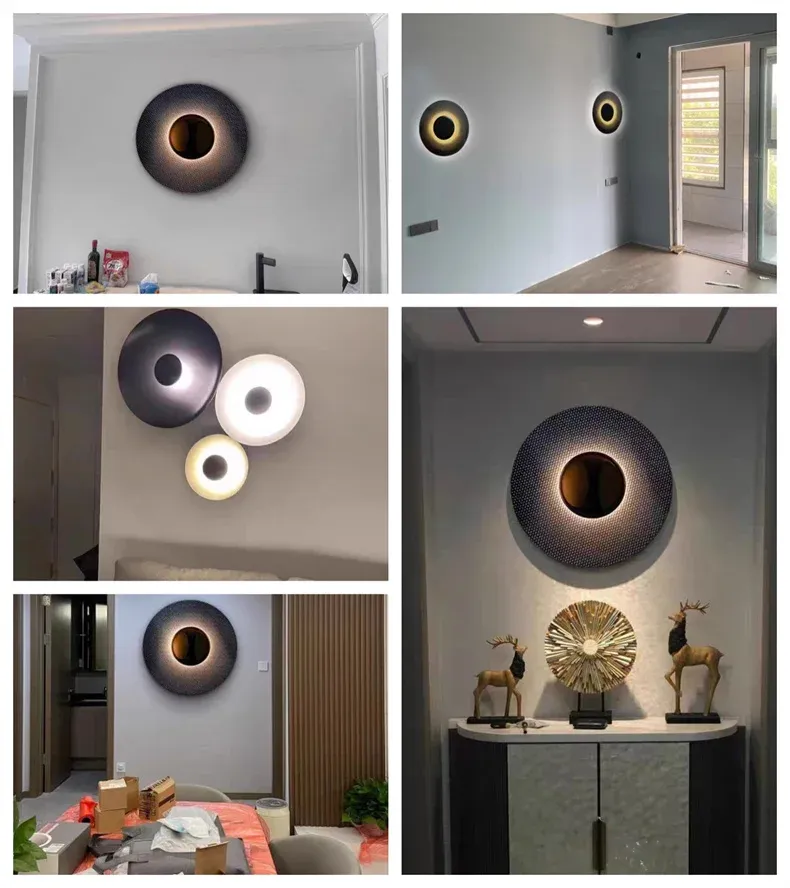 מנורת קיר נורדית עגולה שחורה לתאורה יומיומית