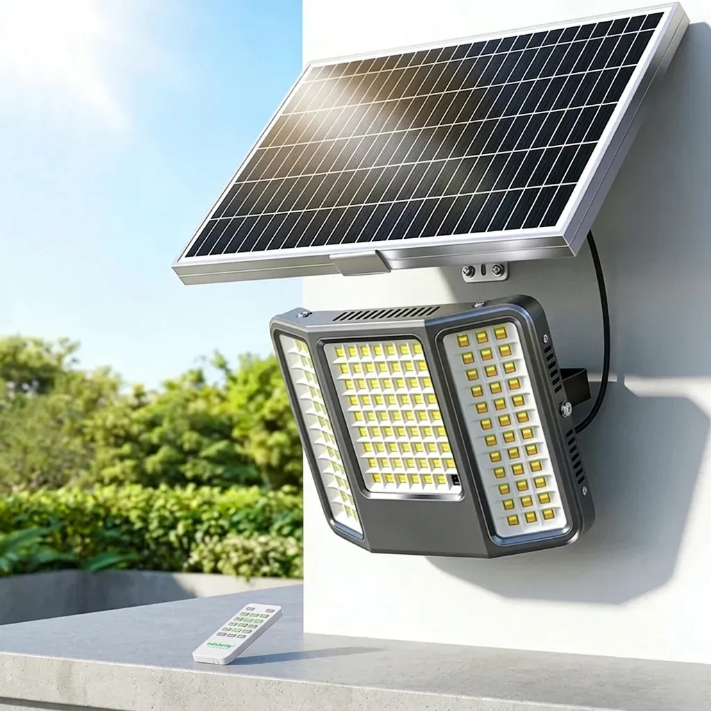 מנורת קיר סולארית תלת גונית לחוץ