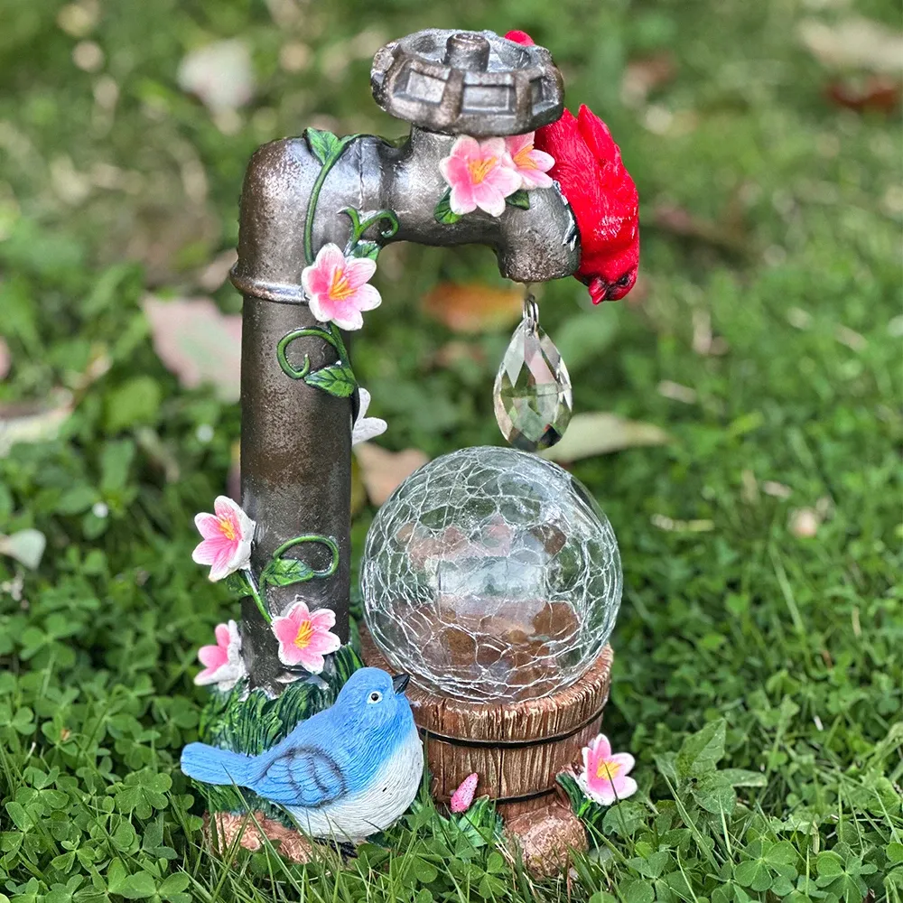 פסל קרדינל סולארי עם כדור אור לגינה