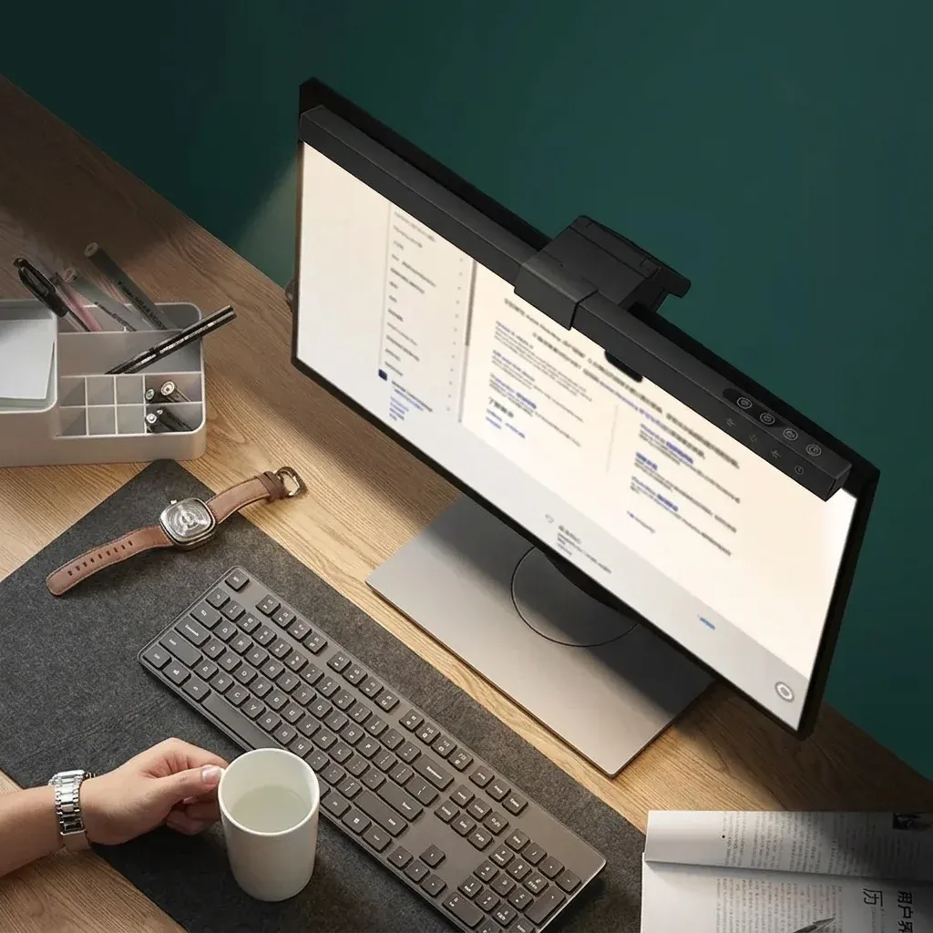 מנורת מסך חכמה שחורה למוניטור