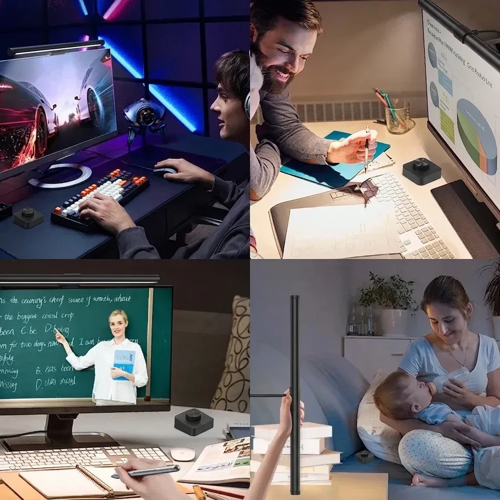 פס אור חכם שחור למסך עם עמעום