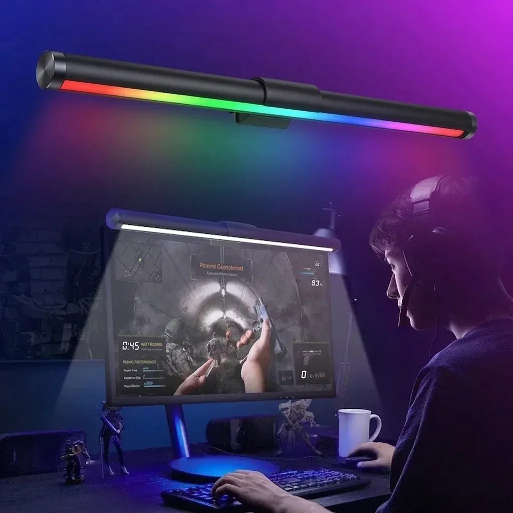 פס אור חכם שחור למסך עם עמעום