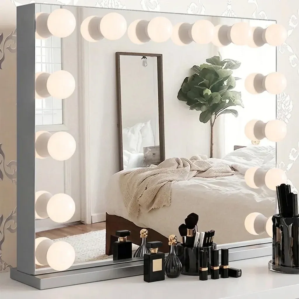 מראת איפור מלבנית עם 10 נורות לד