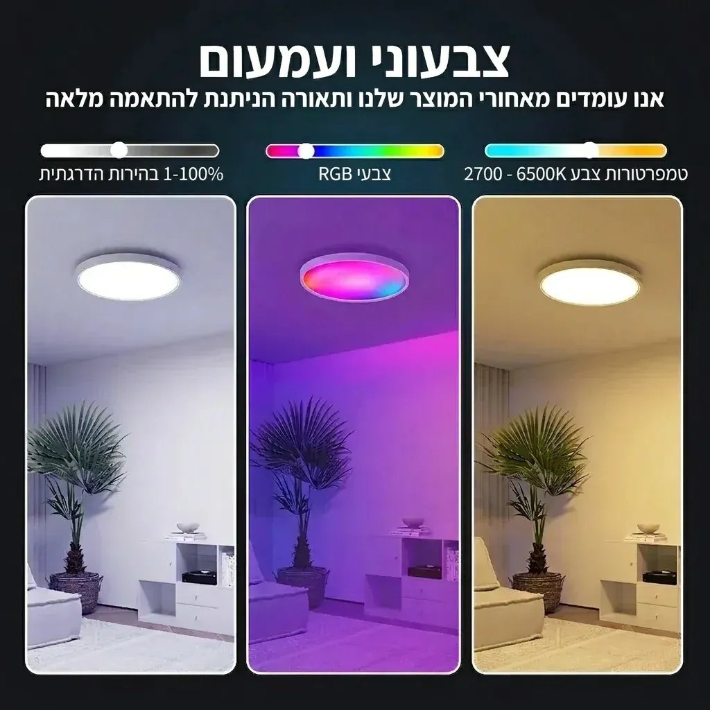 מנורת תקרה חכמה RGB עם שליטה קולית