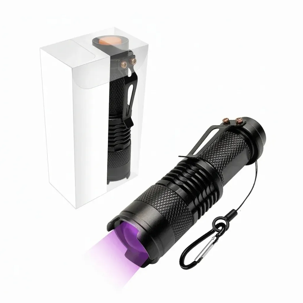 פנס אולטרה סגול קומפקטי שחור נקי