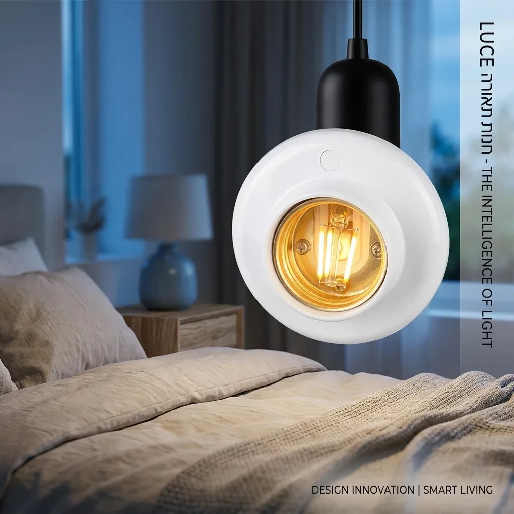 מתאם חכם E27 מותקן בגוף תאורה