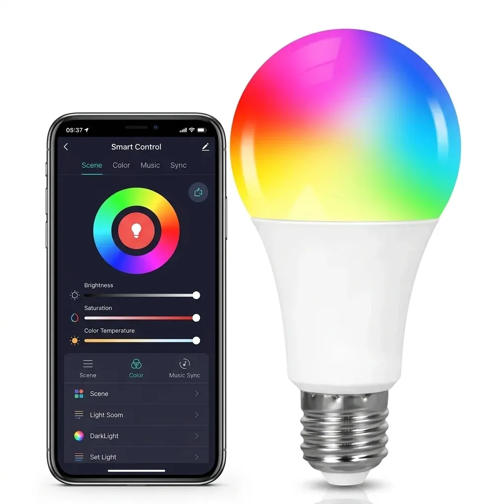 נורת לד חכמה E27 RGB עם סמארטפון