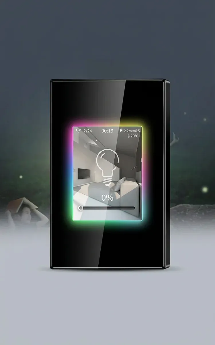 מתג דימר חכם שחור עם מסך מגע