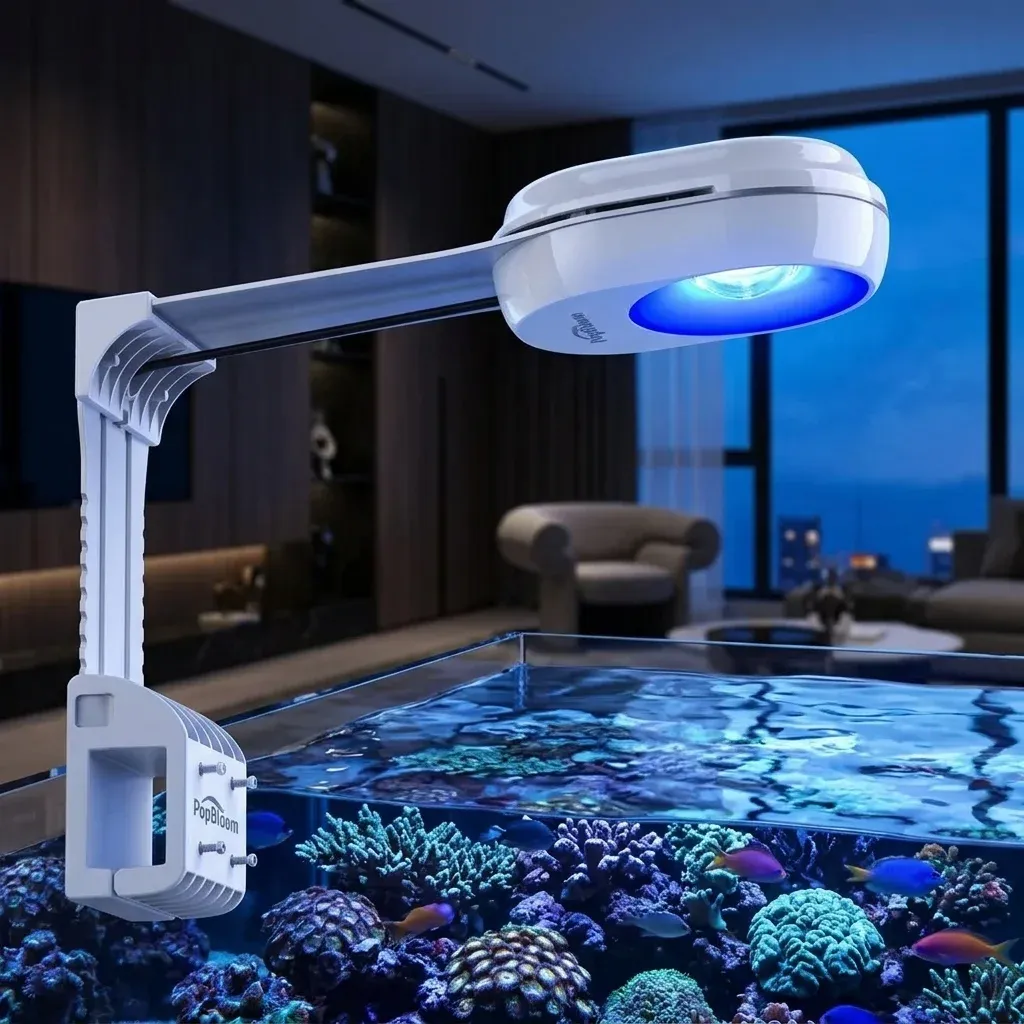 תאורת אקווריום חכמה לבנה מעל ריף ימי