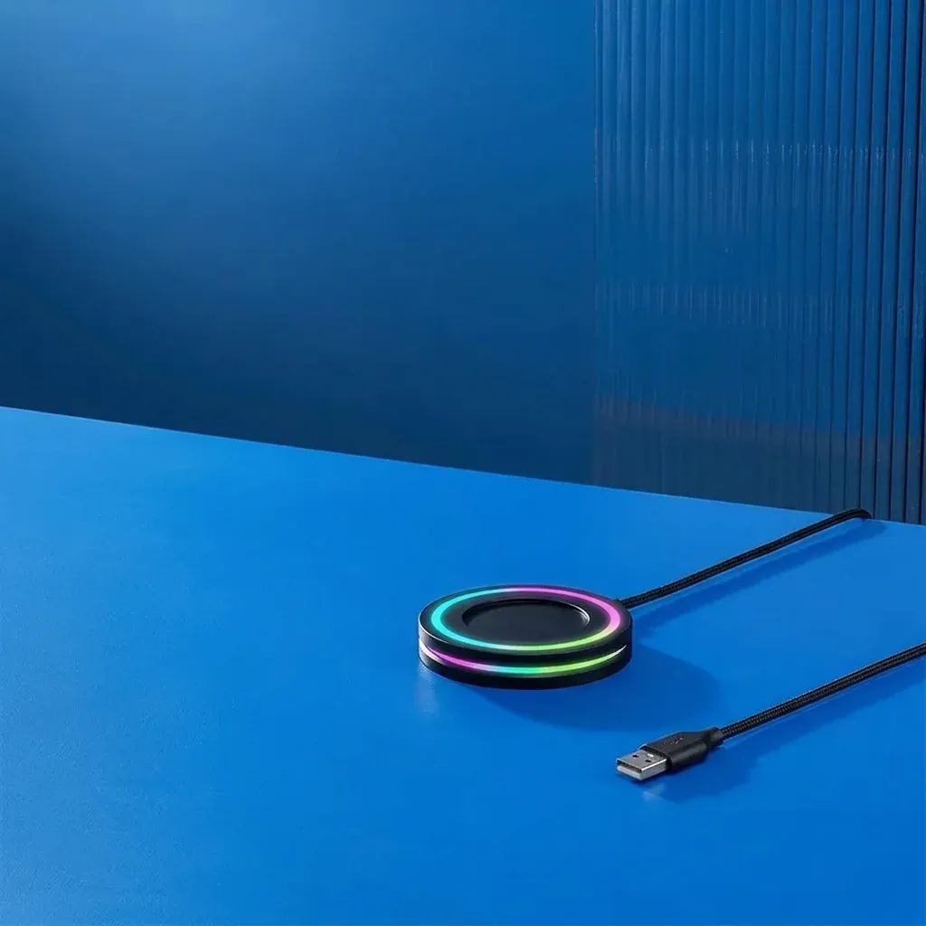 משטח תאורה חכם שחור לכוס עם לד