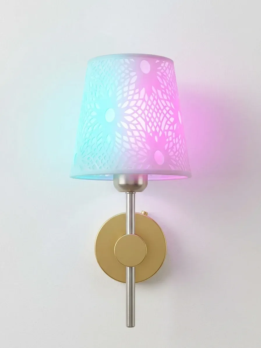 מנורת קיר נטענת זהב עם אהיל צבעוני