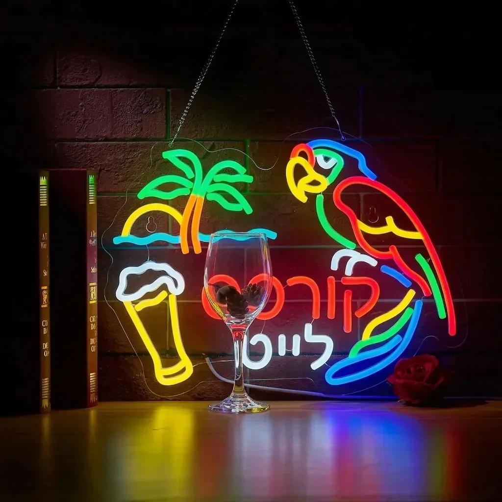 שלט ניאון תוכי לד לקיר