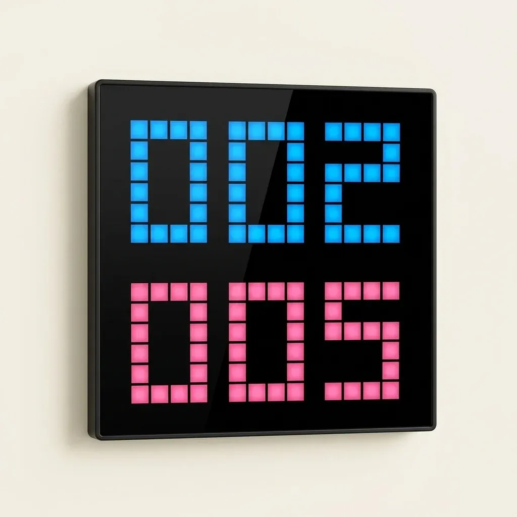שעון פיקסלים לד חכם שחור מרובע