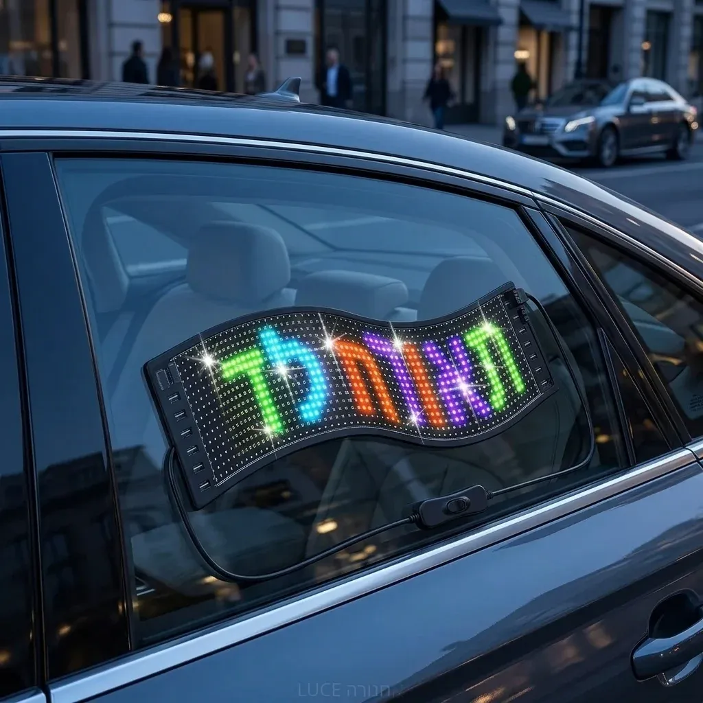 שלט לד גמיש לרכב בשעת ערב