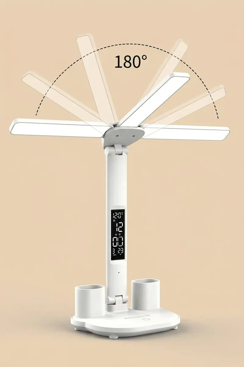 מנורת שולחן מתקפלת נטענת עם שעון
