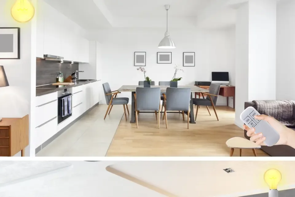 בית מנורה אלחוטי לשקע E27 עם שלט