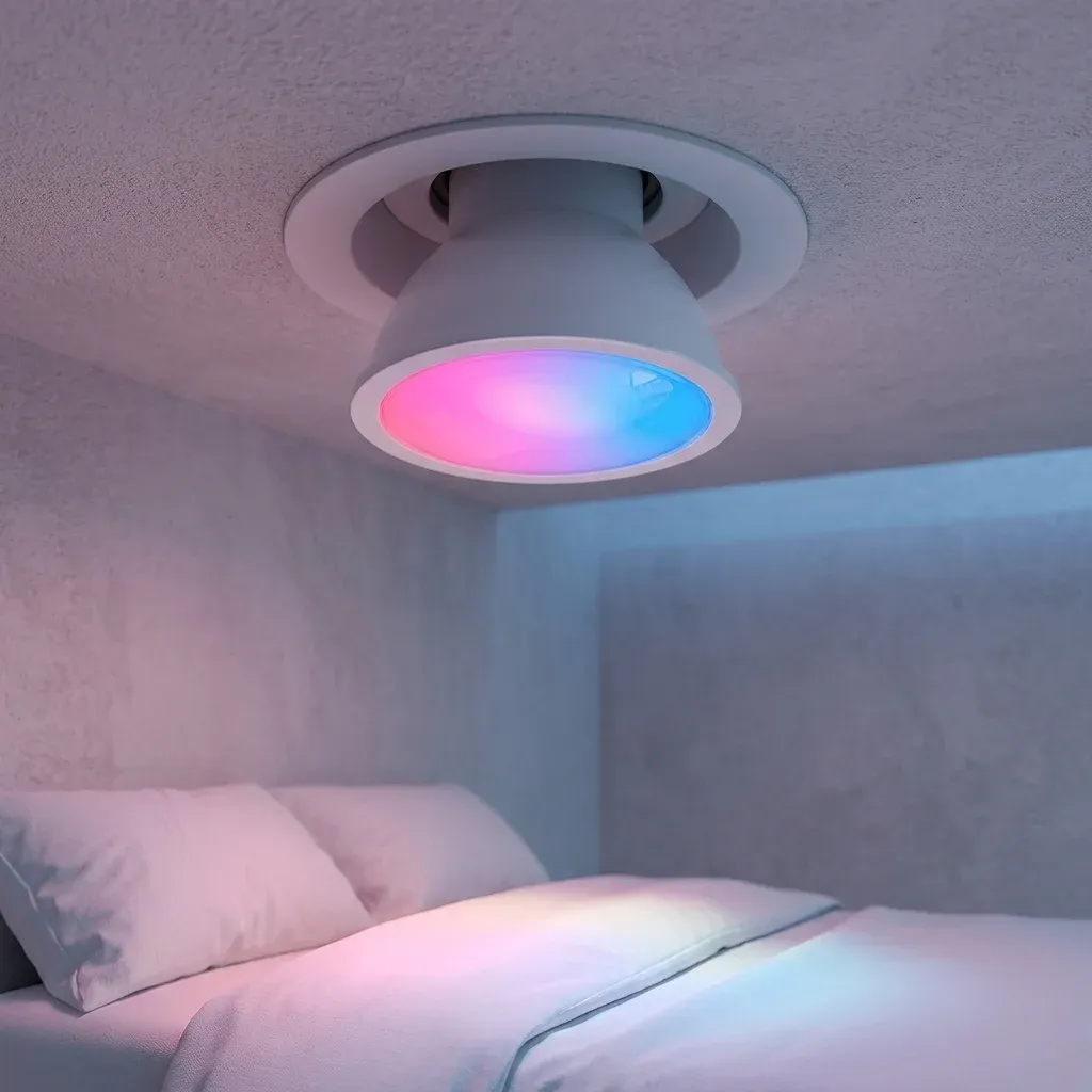 נורת GU10 חכמה מותקנת בתקרת חדר שינה