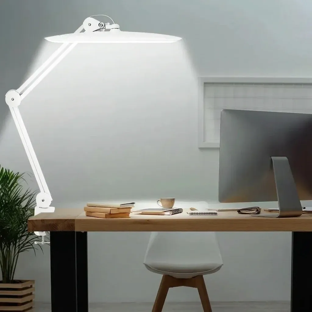 מנורת שולחן לד לבנה עם תפס