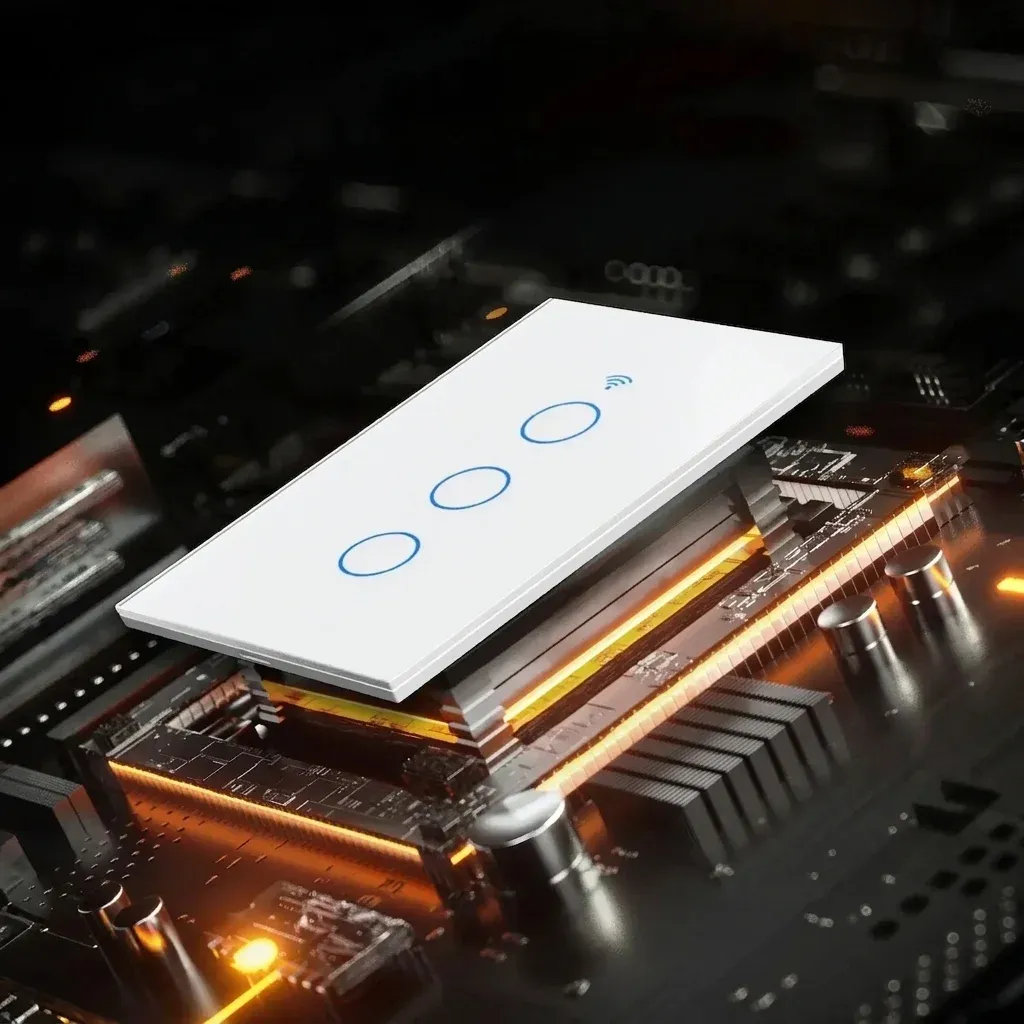 מתג תאורה חכם לבן עם שלושה מגעים