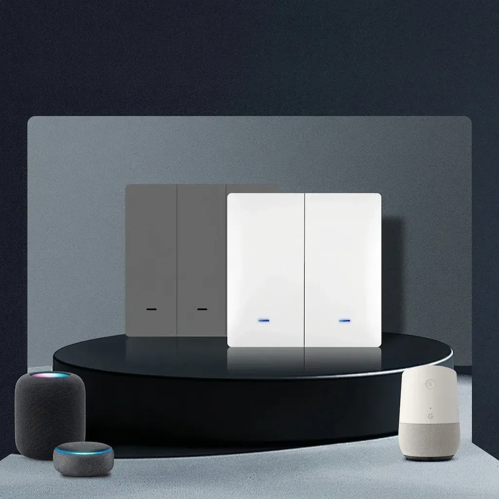 מתג תאורה חכם כפול אפור ולבן