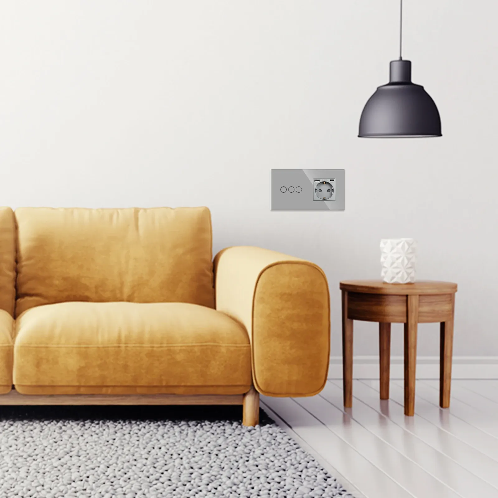 מתג חכם מזכוכית עם שקע USB וטעינת Type C