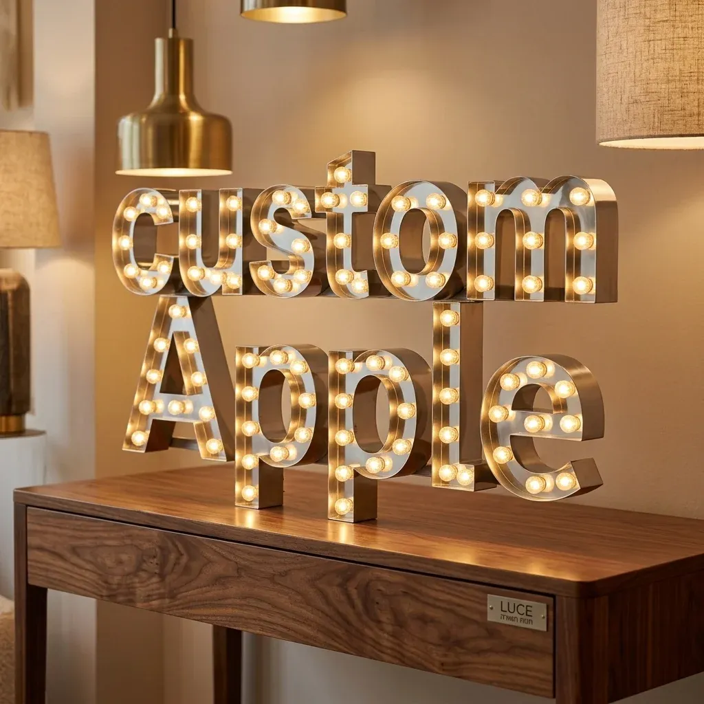 שלט אותיות מתכת מואר על קונסולה