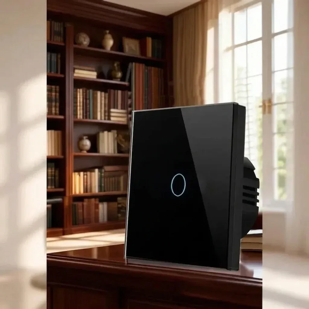 מתג מגע חכם שחור נקי לצילום מוצר