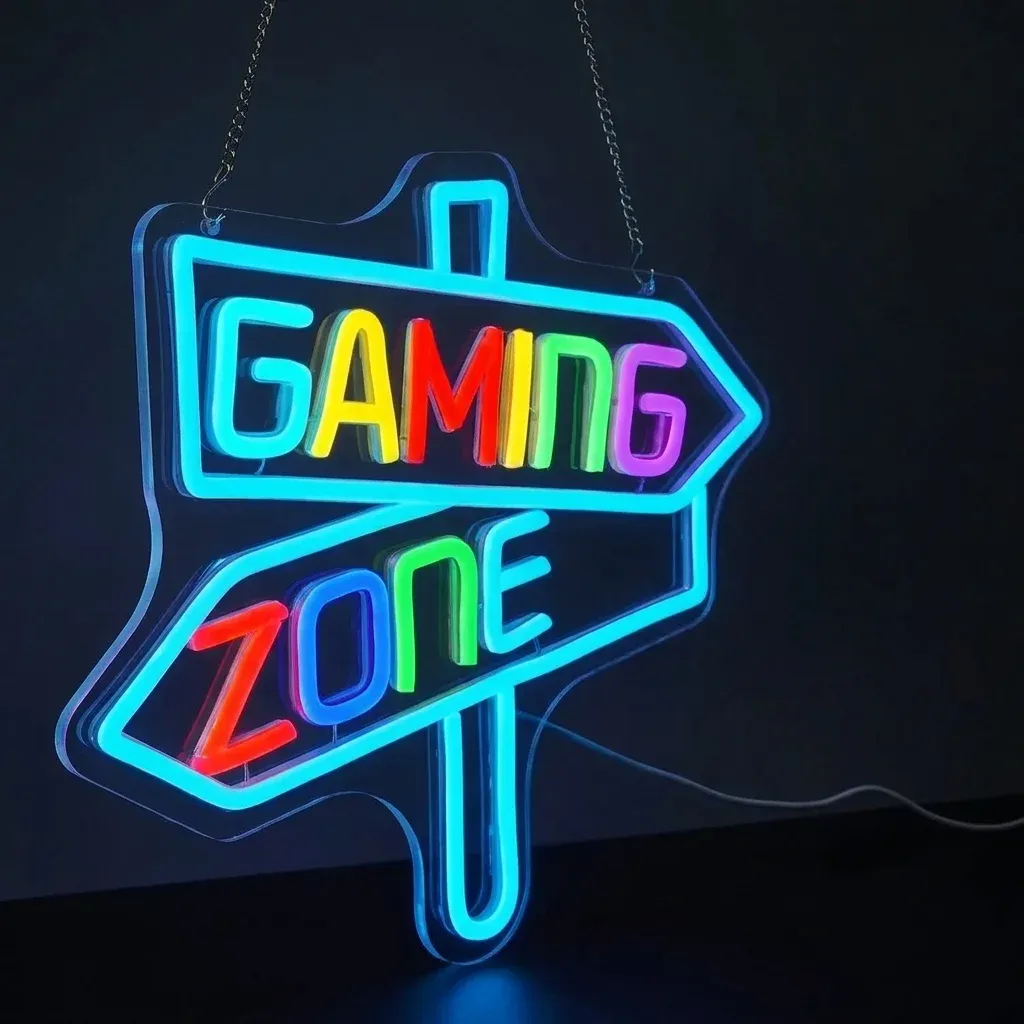 שלט ניאון לד גיימינג צבעוני נקי