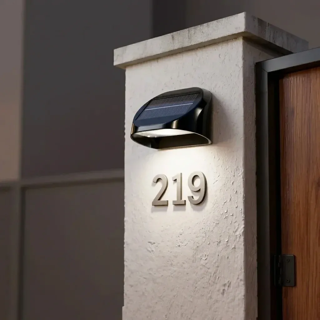 מנורת מספר בית סולארית צבעונית לקיר